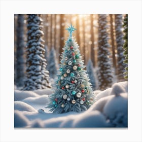 Christmas Tree In The Forest 107 Canvas Print