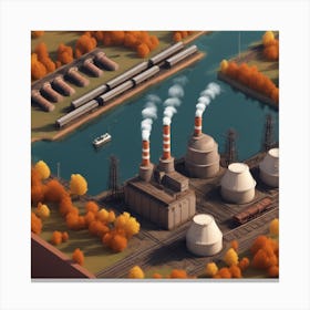 3d Rendering Of A Power Plant Canvas Print