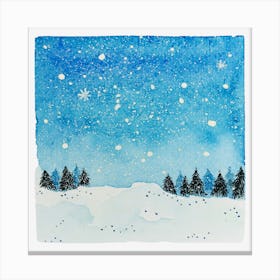 Watercolor Snowy Plains Canvas Print