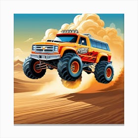 Monster Truck In The Desert Canvas Print