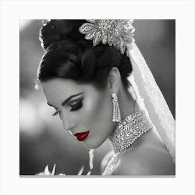 Black And White Wedding Makeup Canvas Print