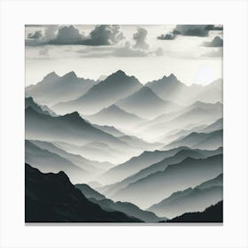 Black And White Mountain Landscape Canvas Print