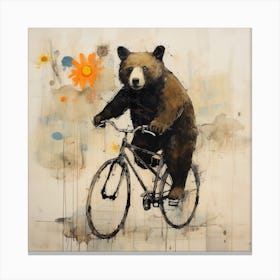 Bear On A Bike Canvas Print