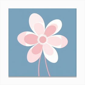 A White And Pink Flower In Minimalist Style Square Composition 40 Canvas Print