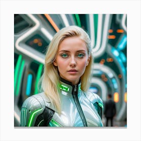 Futuristic Woman In Futuristic Suit 3 Canvas Print