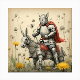 Knight On A Donkey Canvas Print