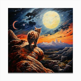 Cat Watching The Moon 1 Canvas Print