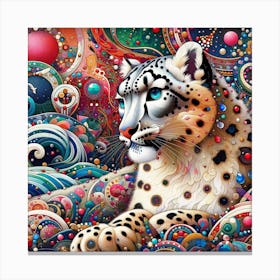 Snow Leopard in the style of collage-inspired Canvas Print