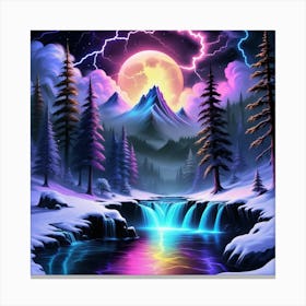 Lightning Storm In The Forest Canvas Print