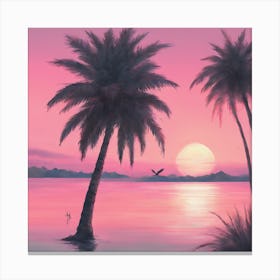 Sunset With Palm Trees 2 Canvas Print