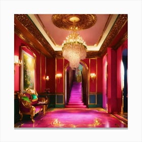 Pink And Gold Hallway Canvas Print