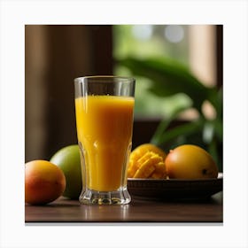 Glass Of Mango Juice Canvas Print