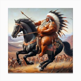 Indian Chief On Horseback Canvas Print