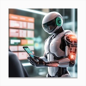 Futuristic Android Robot Canvas Print