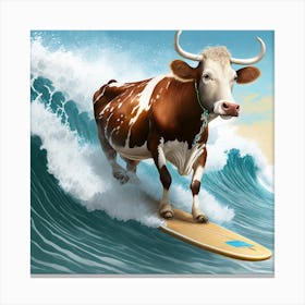 Cowabunga Surfing Cow Canvas Print
