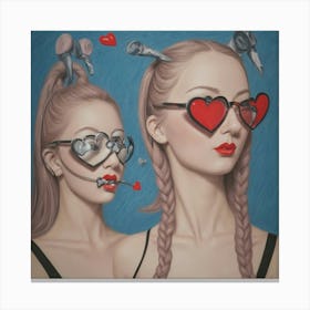 Two Women With Glasses Canvas Print