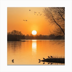 Sunrise Over The Lake Canvas Print