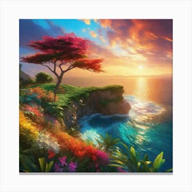 Sunset On The Cliff Canvas Print