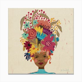 African Woman With Flowers On Her Head Canvas Print