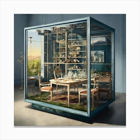 Dining Room In A Glass Box Canvas Print