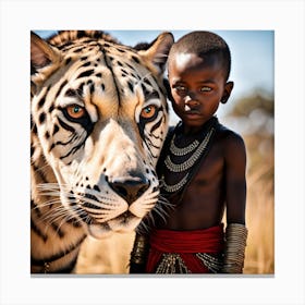 Boy With A Tiger Canvas Print