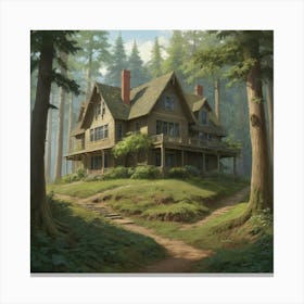 House In The Woods Art Print 2 Canvas Print