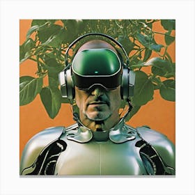 Robot With Headphones 7 Canvas Print