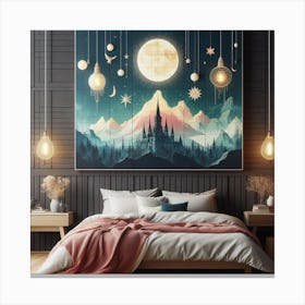 Moon And Stars Canvas Print