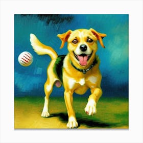 Dog With Ball Canvas Print