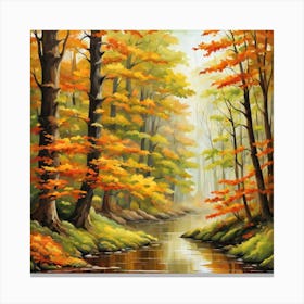 Forest In Autumn In Minimalist Style Square Composition 353 Canvas Print