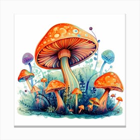 Mushrooms In The Meadow 3 Canvas Print