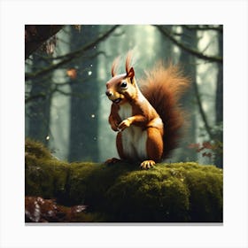 Red Squirrel In The Forest 30 Canvas Print