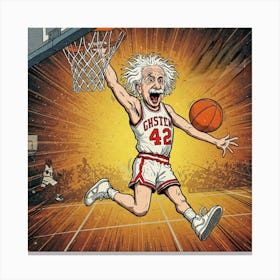 Basketball Dunk Einstein’s Theory of Dunking: E=MC² on the Court! Canvas Print