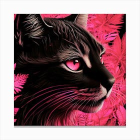 Cat in pink foliage Canvas Print