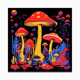 Mushrooms In The Forest Canvas Print