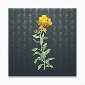 Vintage Yellow Wallflower Bloom Botanical on Slate Gray Pattern n.1648 Canvas Print