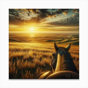 Horseback on the Wild West Prarie Canvas Print