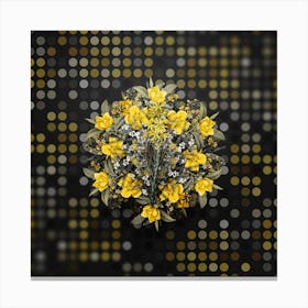 Vintage Yellow Asphodel Flower Wreath on Dot Bokeh Pattern n.0249 Canvas Print
