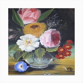 Flowers In A Vase By Antonio Valencia Canvas Print