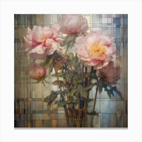 Peonies In A Vase Canvas Print