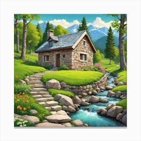 Cottage In The Woods 5 Canvas Print