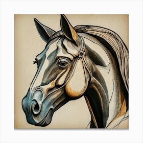 Default Horse Artwork Picasso Style Drawing 3 Canvas Print