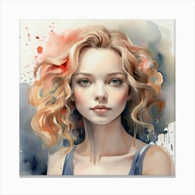 Watercolor Of A Girl Canvas Print