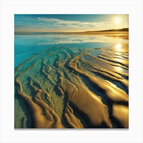 Liquid Sand, Golden Ripples on the Beach 2 Canvas Print