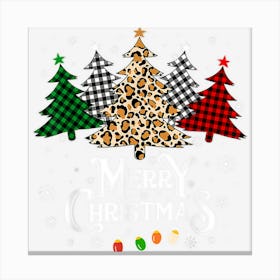 Merry Christmas Tree Leopard Buffalo Plaid Red White Green Canvas Print