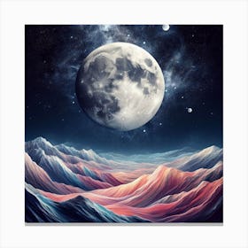 Full Moon Over Mountains Canvas Print