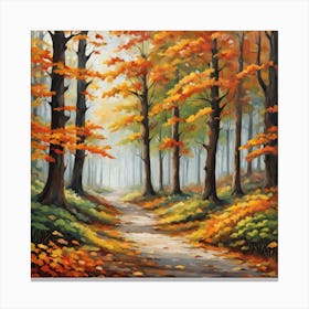 Forest In Autumn In Minimalist Style Square Composition 192 Canvas Print