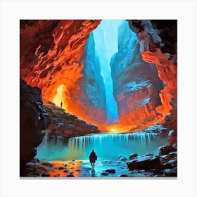 Cave With A Waterfall Canvas Print