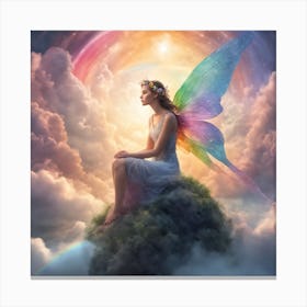 Fairy sitting on a stone In The Sky Canvas Print