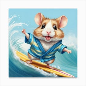 Hamster On A Surfboard 4 Canvas Print